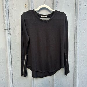 rag & bone black long sleeve zipper arm tee, size s
